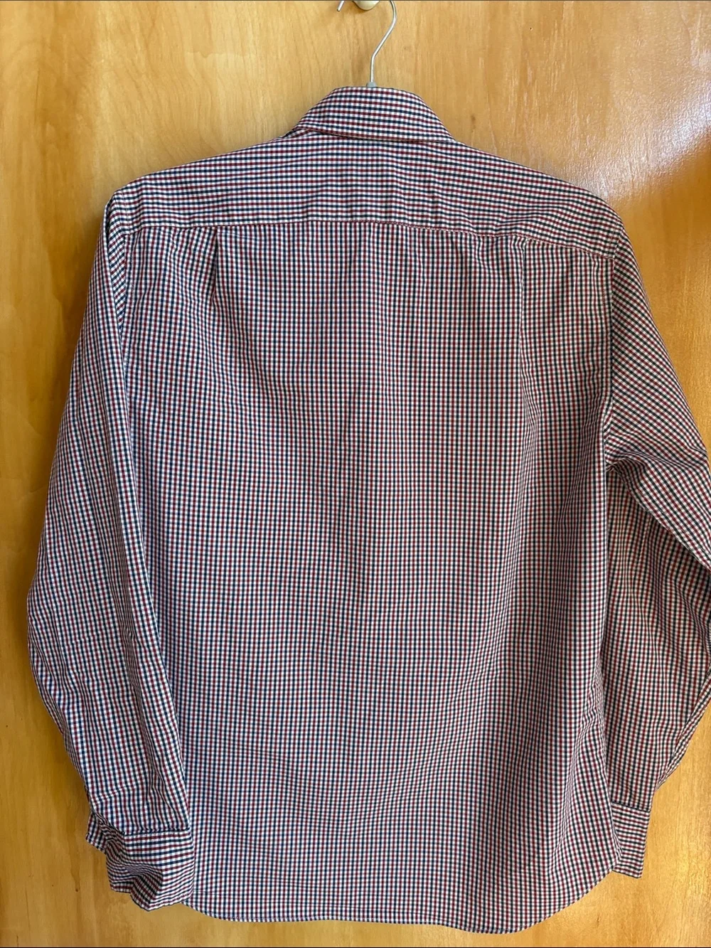 J. Crew Red and Navy Micro-Check Button-Down Shirt